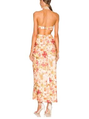 NWT ReVolve Floral Halter Backless Maxi Dress in Peach Pink